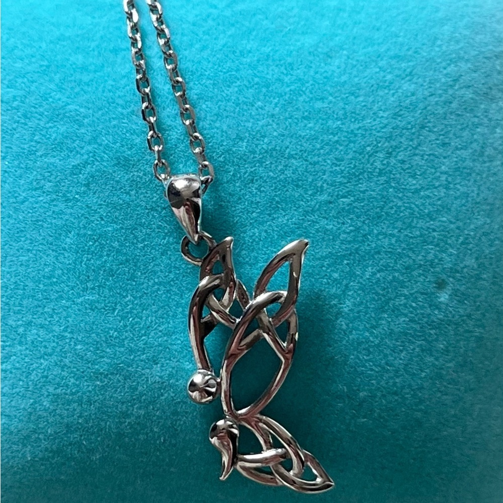 Silver Semicolon Butterfly Necklace